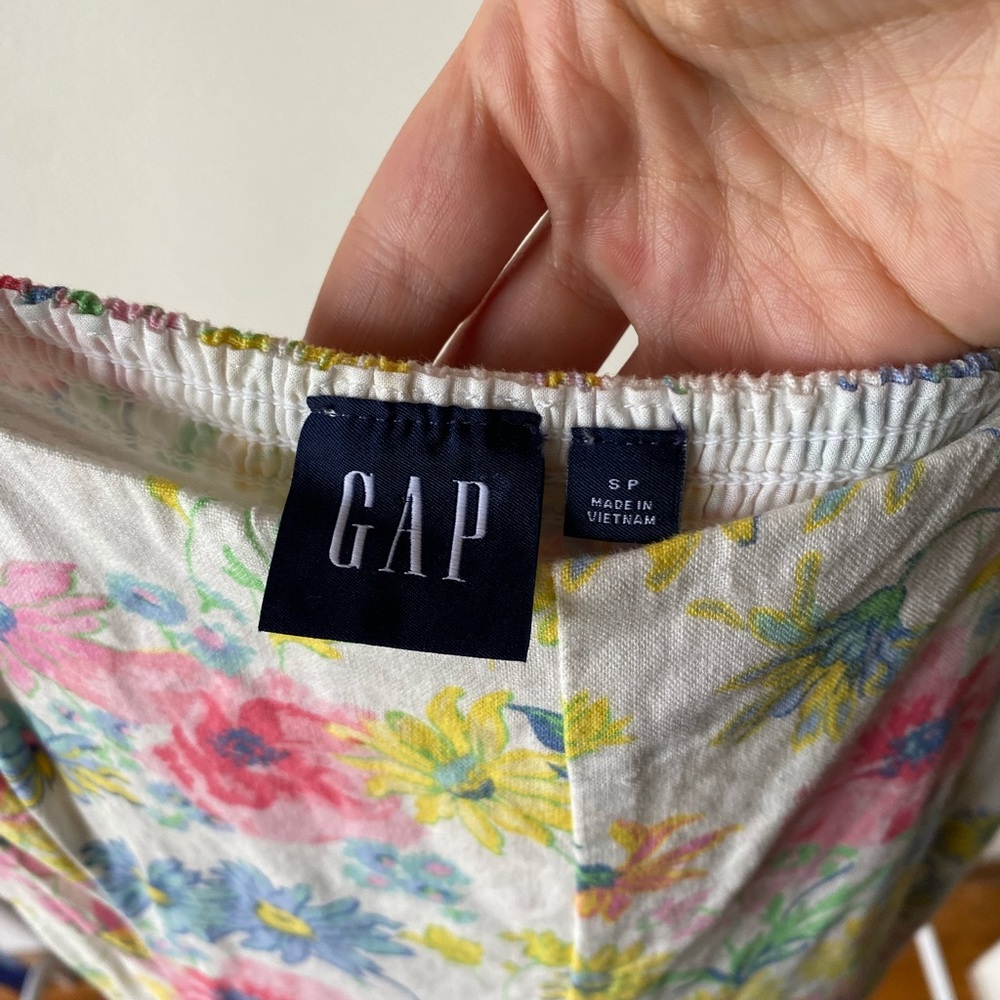 Gap cream floral linen blend mini flowy dress - Picture 4 of 7